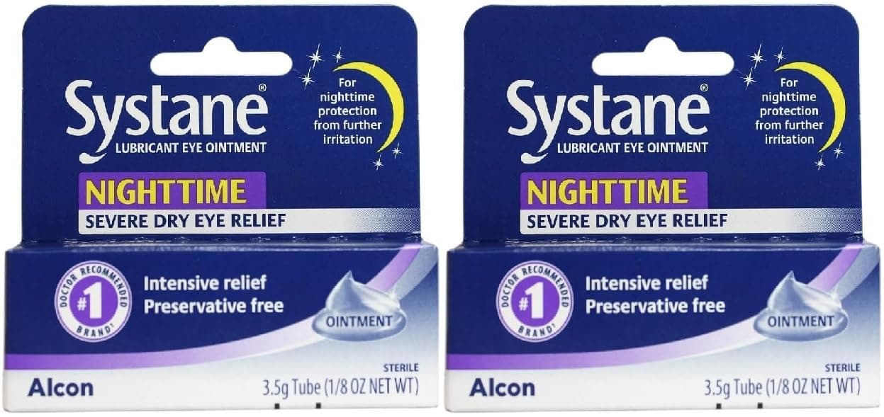 Systane Nighttime Lubricant Eye Ointment, 3.5g Tube, Pack of 2