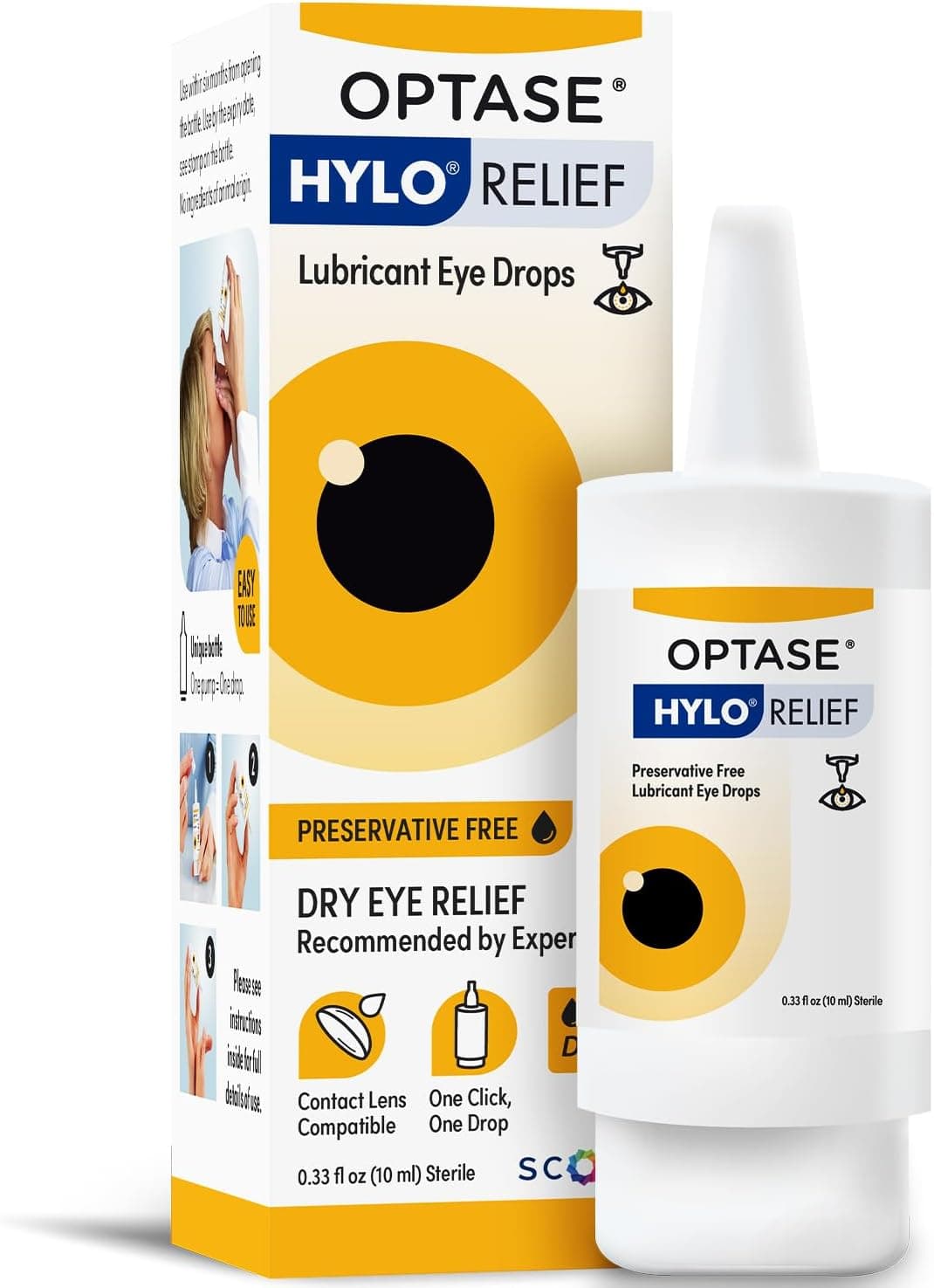 Optase HYLO Relief Dry Eye Drops, Preservative Free, 300 Drops
