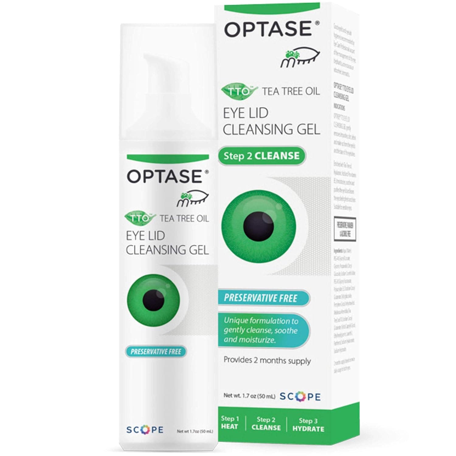 OPTASE TTO Eyelid Cleansing Gel, 1.7 fl oz, Tea Tree Oil + Hyaluronic Acid