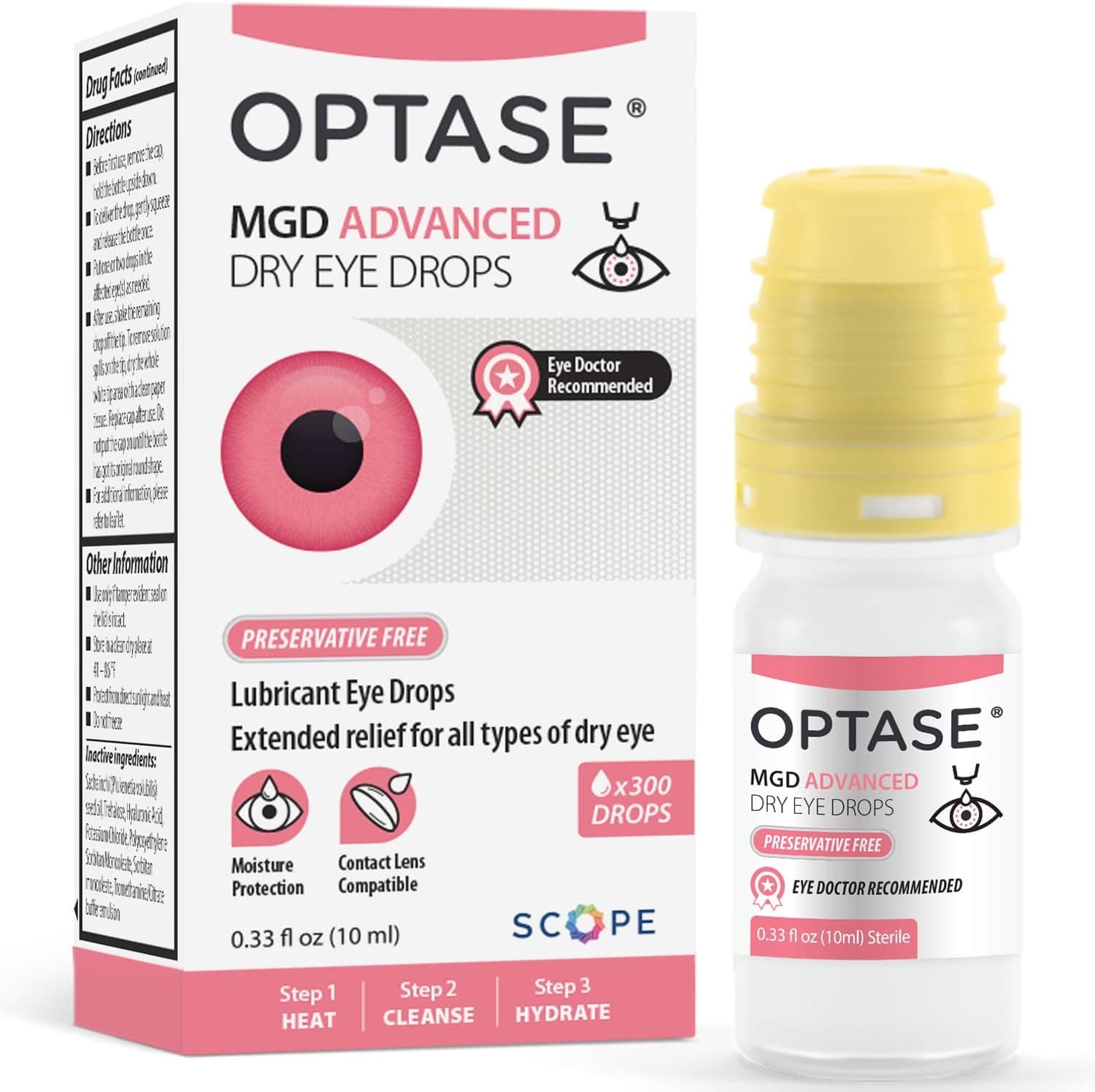 Optase MGD Advanced Dry Eye Drops, Preservative Free, Lipid-Containing, 300 Doses