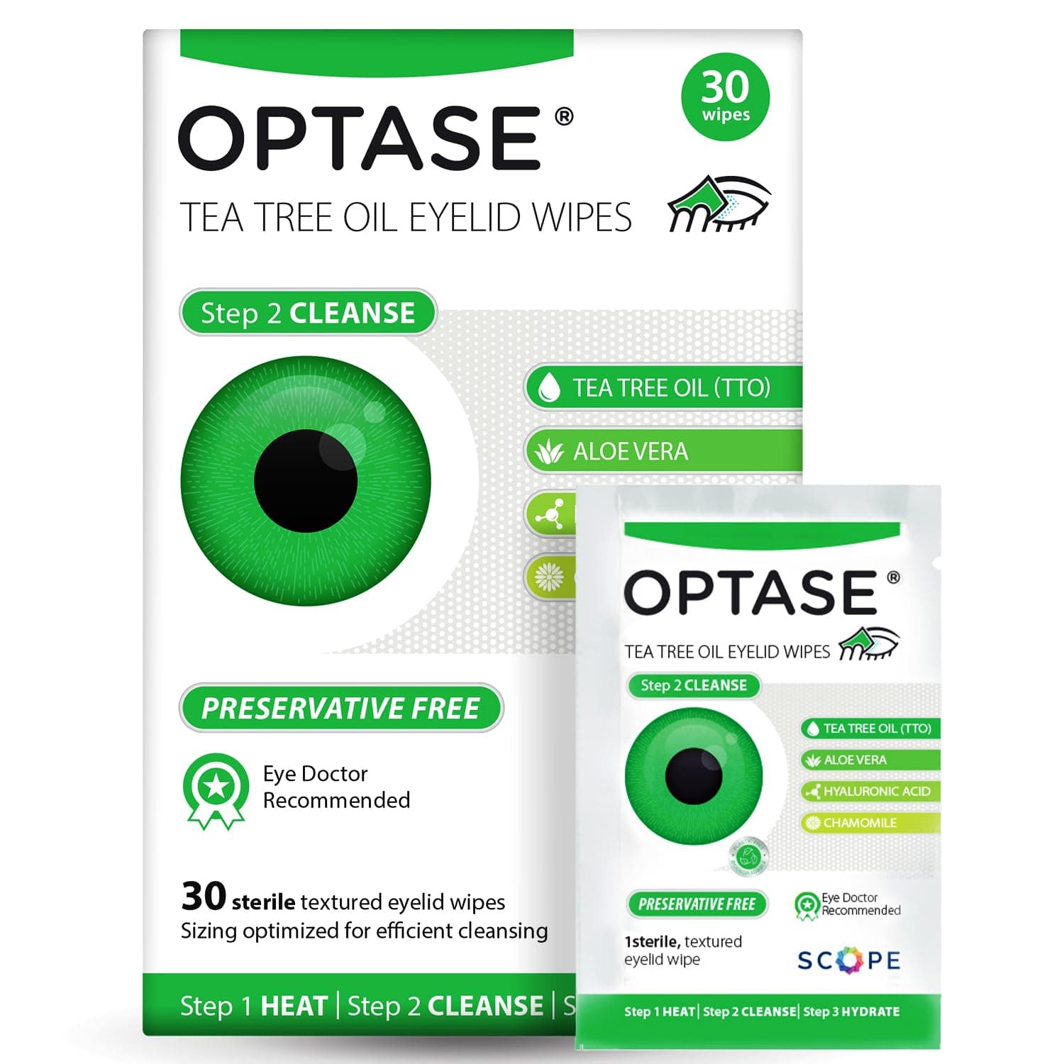 OPTASE TTO Eyelid Cleansing Wipes, 30 Count, Tea Tree Oil