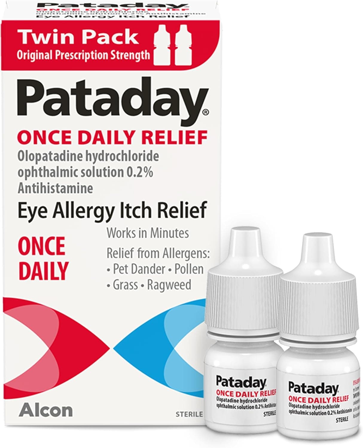 Pataday Once Daily Allergy Eye Drops for Itchy Eyes, 2.5 mL, 2 Pack