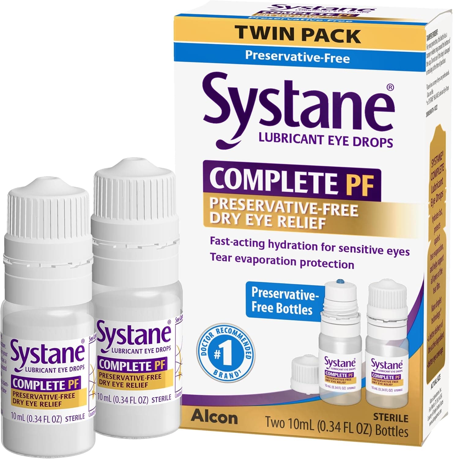 Systane COMPLETE Preservative Free Dry Eye Drops, 0.33 Fl Oz, 2 Pack